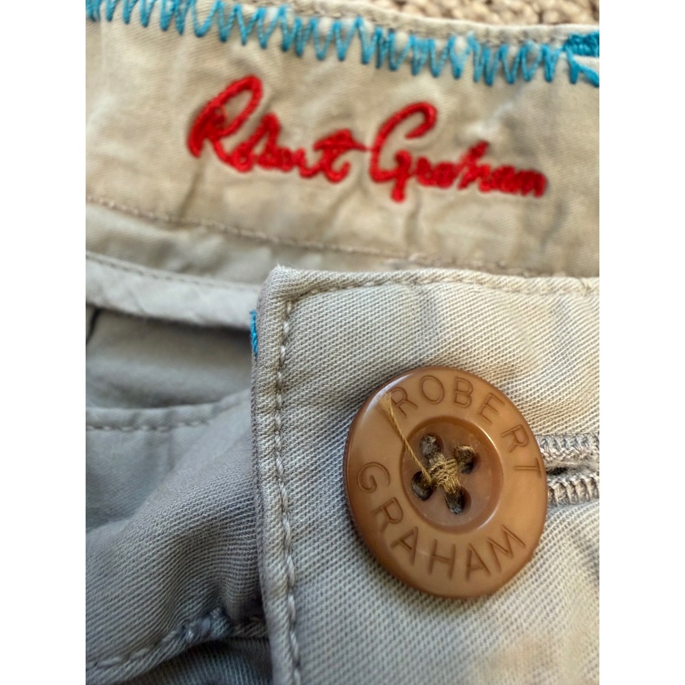 Robert Graham Mens Classic Fit Chino Shorts Tan Khaki Size 32 Stretch Cotton - Picture 4 of 5
